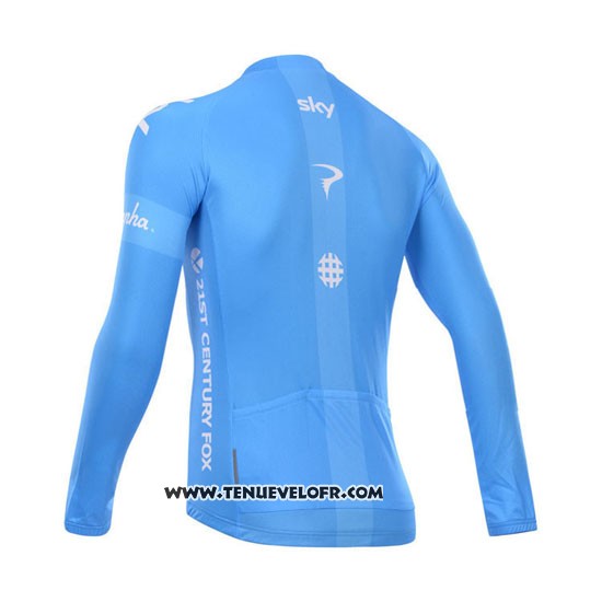 2014 Maillot Ciclismo Sky Blanc et Azur Manches Longues et Cuissard